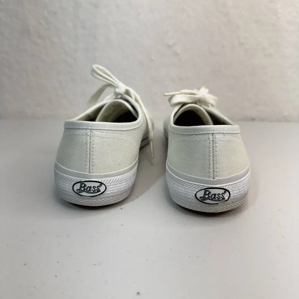 G.H. Bass White Canvas Low-Top Classic Sneakers Size 8.5 Classic Tennis Shoes